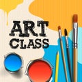 Art Class, Workshop Template Design. Kids art craft, education, creativity class concept, vector illustration.