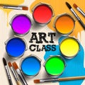 Art Class, Workshop Template Design. Kids art craft, education, creativity class concept, vector illustration.