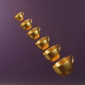 Art collection 3d render gold coffee cup modern art for decorate anti gravity style