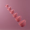 Art collection 3d render pink coffee cup modern art for decorate with dark coffee from big to small Royalty Free Stock Photo