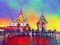 Color of wat hong tong in Chachoengsao Thailand