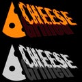 Art colored and black minimal logo of cheese grilling with lettering Royalty Free Stock Photo