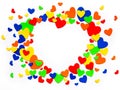 Art colorful love hearts on a white background