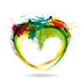 Art Colorfull Ink Splash Heart Background. Grunge Abstract Jpeg Illustaration