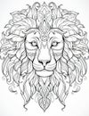 art coloring illustration animal doodle sketch lion head drawing Royalty Free Stock Photo