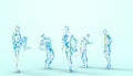 Art concept running Sport man Exercise Groups Blue monotone Lowpoly line-art Creative ideas on Blue Green pastel background