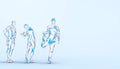 Art concept running Sport man Exercise Groups Running jogging Blue Lowpoly line-art Creative ideas on Blue pastel background