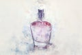 Art concept of watercolor style and abstract illustration of vintage perfume bottle