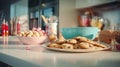 the art of cookie decorating with a minimalist twist. a clean, clutter-free kitchen counter with freshly baked cookies