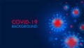 Art. Coronavirus 2019-ncov and virus background. COVID-19 on a dark blue background. Pandemic medical concept Royalty Free Stock Photo