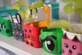 Art and craft design kid toys from recycle materials Royalty Free Stock Photo