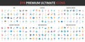 Art creation and startup, entertainment color flat icons set, symbols of designer
