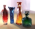 Art creative 3d illustration of crystall glass colored vase