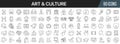 Art and culture line icons collection. Big UI icon set in a flat design. Thin outline icons pack. Vector illustration EPS10 Royalty Free Stock Photo