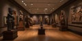 Art and culture museum with paintings sculptures and arti three generative AI