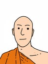 Cute monk cartoon on white background