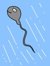 Cute sperm cartoon on blue background