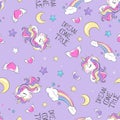 Art. Cute unicorn pattern. Little dreamer. Fashion illustration print in modern style for clothes or fabrics and books. Dream come