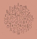 Art deco alphabet powder coral