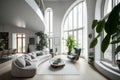 art deco apartment, indoor garden, skylight, organic architecture, walk in closet, fireplace, modern living room, copy space