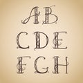 Art deco, art nouveau, font, letter