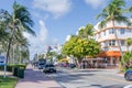 Art deco buildings along Ocean Drive in South Beach, Miami Royalty Free Stock Photo