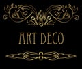 Art deco calligraphic golden design elements, curly patterns with 3d effect