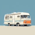Vintage Camper On Beach: A Colorful And Nostalgic Illustration