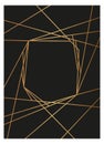 Art deco card black template with decorative thin golden lines