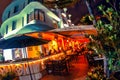 Art deco carlyle restaurant hotel at night in Miami beach