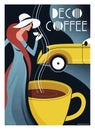 Art Deco Coffee Poster Royalty Free Stock Photo