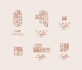 Art Deco coffee symbols beige