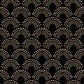 Art deco design. Abstract geometric seamless pattern with golden squared ornament on black background. Vintage