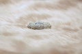 Art deco diamond brooch with saphires on dusty rose fur Royalty Free Stock Photo