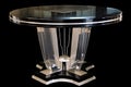 art deco dining table with crystal and silver setting