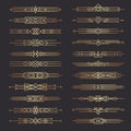 Art deco dividers. Lines shapes decorative borders minimal swirl decor 1920s vector template dividers collection