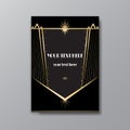 Art Deco elegant page template, Gatsby style for web and print, with moon sun and stars vintage pattern Royalty Free Stock Photo