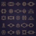 Art deco elements. Geometrical linear shapes for design projects circles dividers triangles arrows recent vector art Royalty Free Stock Photo