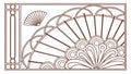 Art Deco Fan Motif within a Vertical Frame Vector, vector design Generative AI Royalty Free Stock Photo