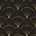 Art Deco Fan Pattern Gold and Black Royalty Free Stock Photo