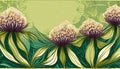 Art Deco Floral Allium Flower Border