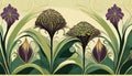 Art Deco Floral Allium Flower Border