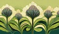 Art Deco Floral Allium Flower Border