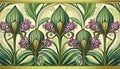 Art Deco Floral Allium Flower Border