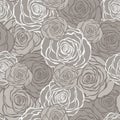 Art Deco floral seamless pattern with roses. Royalty Free Stock Photo