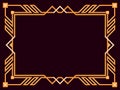 Art deco frame. Vintage linear border. Geometric frame in gold color in line art style with space for text. Design a template for