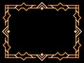 Art deco frame. Vintage linear border. Geometric frame in gold color in line art style with space for text. Design a template for Royalty Free Stock Photo