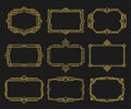 Art deco frames gold set. Decorative ornamental borders. Geometric luxury empty horizontal templates Royalty Free Stock Photo