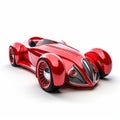 Art Deco Futurism 3d Rendering Of Red Sports Car On White Background