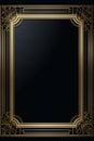art deco gold frame on black background Royalty Free Stock Photo
